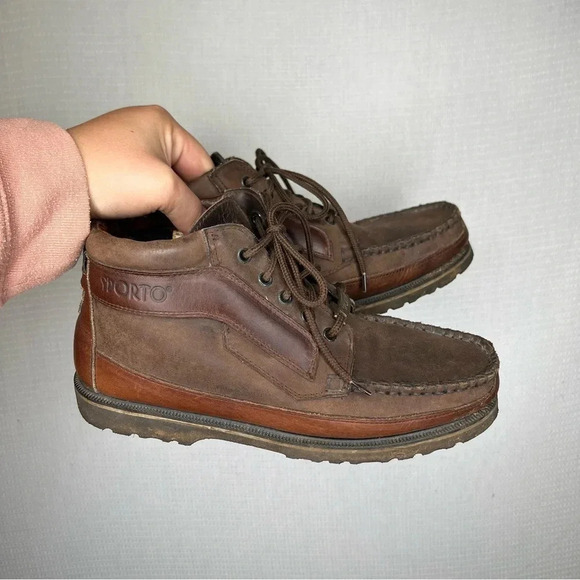 Sporto | Mens Brown‎ Leather Loafer Boat Shoe 8 - Picture 1 of 6